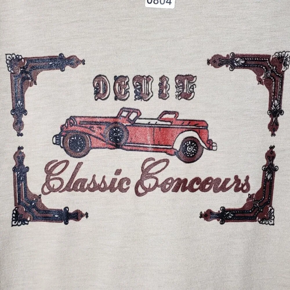 Devil Sport Classic Concours Graphic Tee Short Sleeve Cotton T-Shirt Tan  Size 3 - Picture 6 of 6